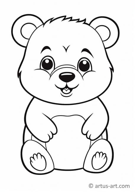 Cute Bear Coloring Page For Kids